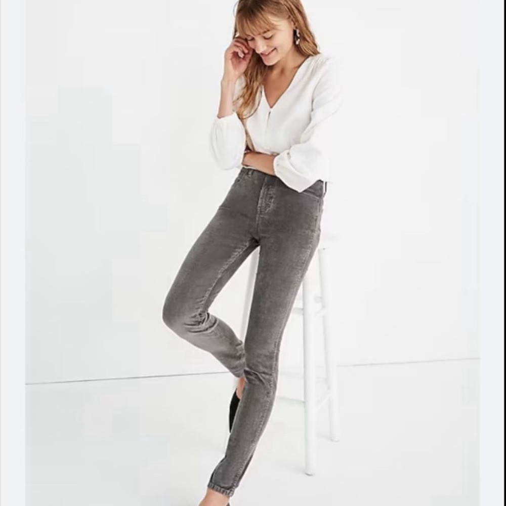 Madewell 10” High Rise Skinny Corduory Pants Grey 26” Waist